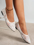 Slip into effortless elegance with these pointed-toe flats featuring delicate lace patchwork and a charming bow detail. Crafted from breathable fabric with a mesh lining and PU leather insole, they deliver comfort for all-day wear. The durable TPR outsole keeps you grounded through fall and winter seasons. Perfect for casual outings, holiday gatherings, or any occasion calling for understated sophistication. True to size and ready to complement your everyday wardrobe with timeless style.