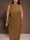 Step into sunshine and smiles with this Elegant Brown Sleeveless Ruched Back Maxi Dress. Perfect for spring and summer parties or casual outings, its ruched back adds a flirty twist, while the flowing maxi length keeps you comfortable and chic. Available in plus sizes, it’s designed to flatter every curve and invite compliments wherever you go!