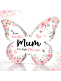 Show your love and appreciation for Mom with our Elegant Butterfly Acrylic Plaque. Perfect for special occasions, this heartfelt gift features a beautiful butterfly design and a heartfelt message. Let Mom know how much she means to you with this unique and meaningful present.