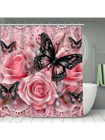 Add a touch of whimsy to your bathroom with this Elegant Butterfly and Rose Shower Curtain. Featuring delicate butterflies and blooming roses, it brings a playful charm perfect for fall decor. Complete with sturdy hooks, it’s easy to hang and refreshes your space with a splash of seasonal beauty.
