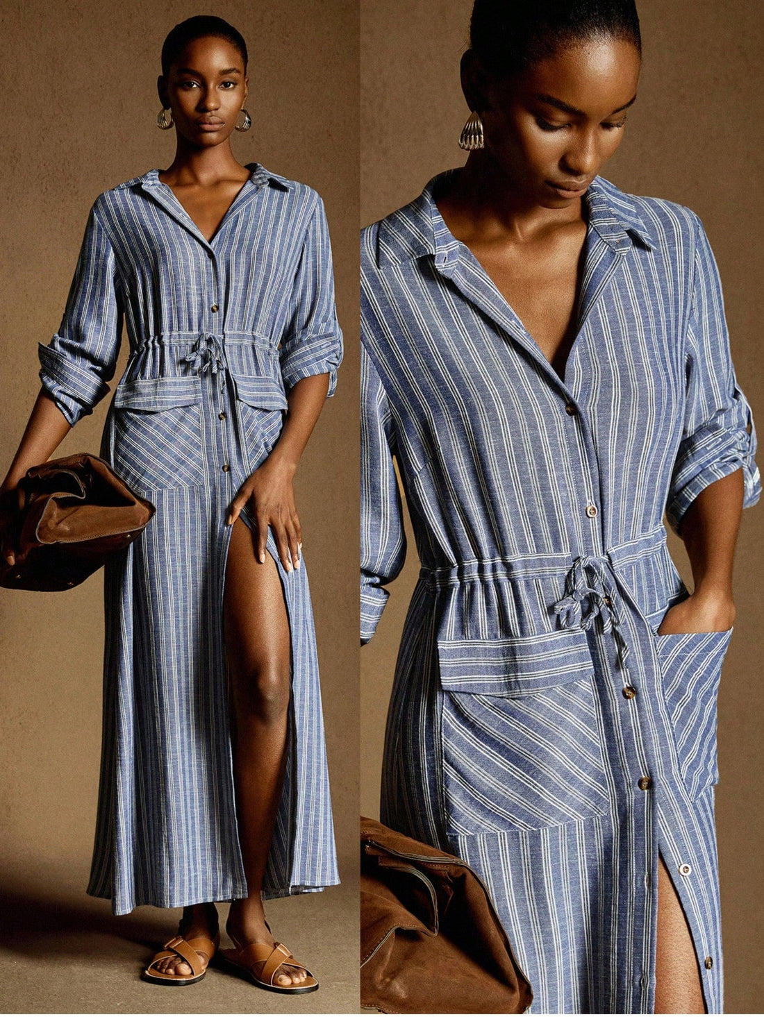 Step into effortless style with this playful blue striped cardigan dress. Featuring cozy long sleeves and handy pockets, it’s perfect for layering through every season. Whether you’re lounging at home or out on the town, this versatile piece adds a splash of charm and comfort to your wardrobe.