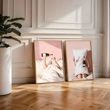 Elegant Champagne Canvas wall art set with sophisticated drink-inspired artwork, perfect for chic kitchens, home bars, dining rooms, and cafés.