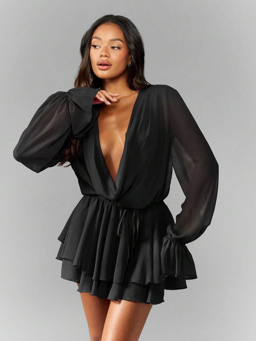 Turn heads effortlessly with this Elegant Chiffon Mini Dress featuring a chic cowl neck and playful ruffle skirt. Light and airy, it moves with you for a flirty vibe perfect for cocktail parties and evening events. Embrace fun elegance and steal the spotlight wherever you go!