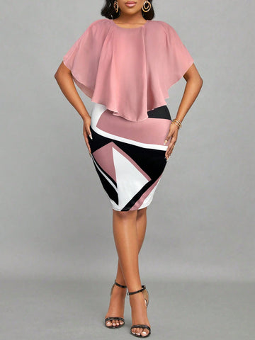 Stay stylish and professional in the office with our Elegant Color Block Splice Fitted Office Dress. Perfect for summer, this dress combines chic style with comfort for all-day wear. You'll be the envy of the office with this must-have addition to your work wardrobe!