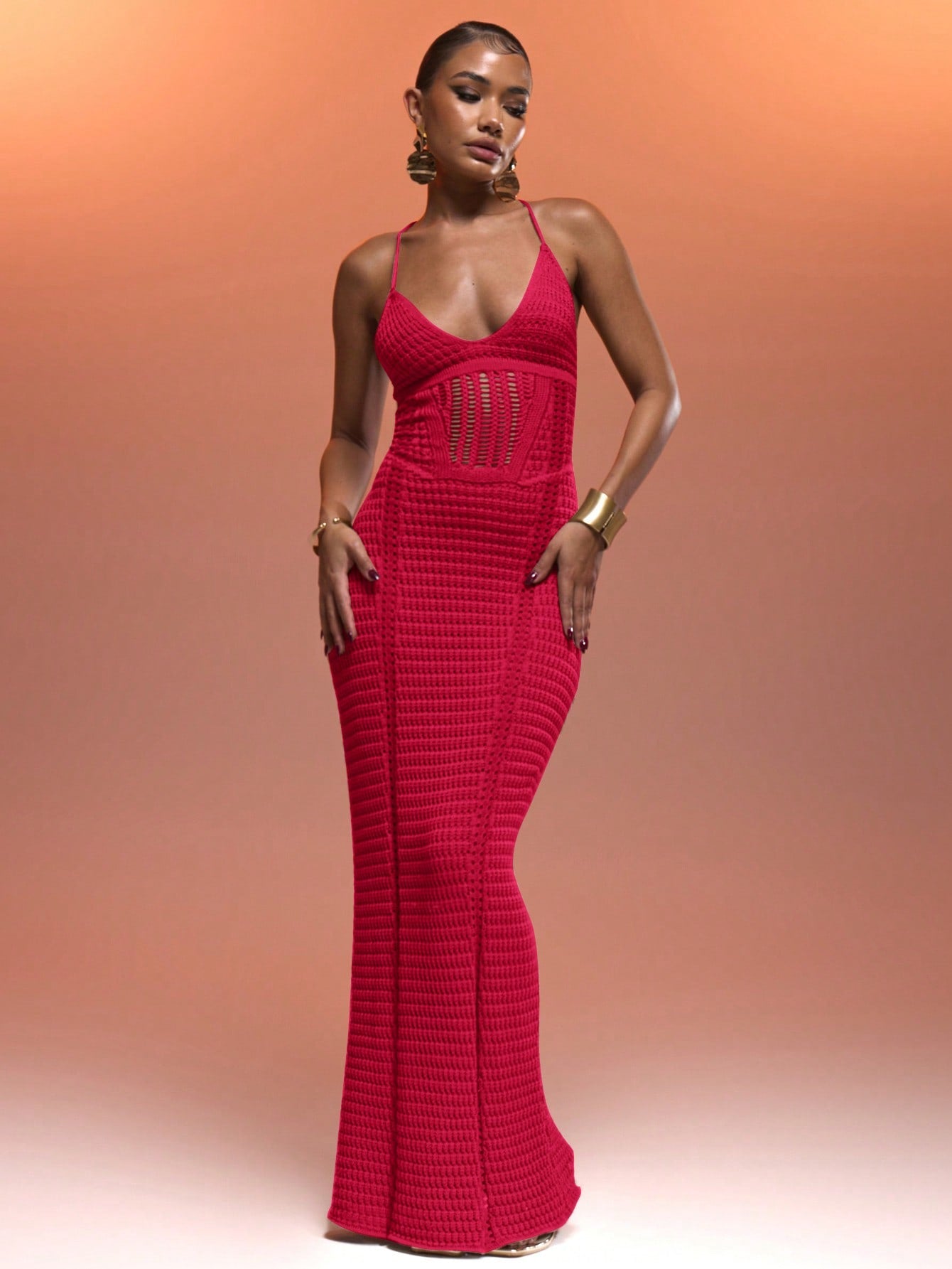 halter neck holiday dresses Betsy & Adam Petite Sleeveless Floral Sequin Sheath Gown - Champagne