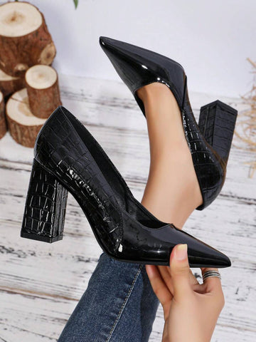 Step into sophistication with these stunning crocodile print high heels that effortlessly transition from your daily commute to evening soirées. The textured crocodile pattern adds a touch of wild elegance, while the sleek silhouette flatters every stride. Whether you're heading to the office, catching up with friends, or attending a formal event, these versatile heels deliver confidence and style in one fabulous package. Comfort meets glamour—because looking good shouldn't mean feeling uncomfortable. Eleva