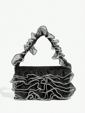 Elegant Diamond Flounce Top Handle Bag for Perfect Evening Events and Celebrations is a versatile fashion pick for women who want an easy, polished look for everyday wear, travel, and casual outings.
