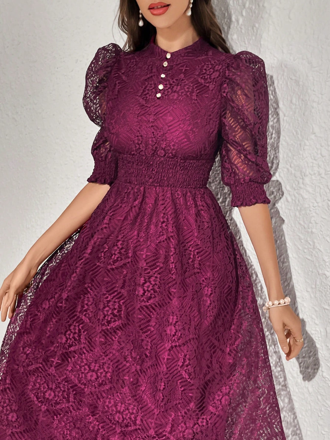 Be the belle of the ball in this elegant evening maxi dress featuring a delicate lace panel and charming buttoned detailing. With a touch of vintage flair and a flattering silhouette, you'll turn heads all night long. Perfect for special occasions or a romantic night out.
