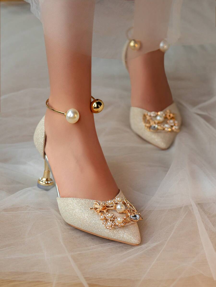 Step into charm and sparkle with these Elegant Faux Pearl Accent Rhinestone High Heel Pumps. Perfect for weddings or Valentine’s celebrations, they add a flirty touch with shimmering rhinestones and sophisticated faux pearls. Elevate your style and dance the night away feeling fabulous and fun!