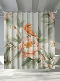 Introducing our Elegant Floral & Bird Print Shower Curtain! Keep your bathroom mildew-free with our waterproof curtain, complete with hooks & grommets for easy installation. The playful design adds a touch of whimsy to your day. (Bathroom birds not included.)