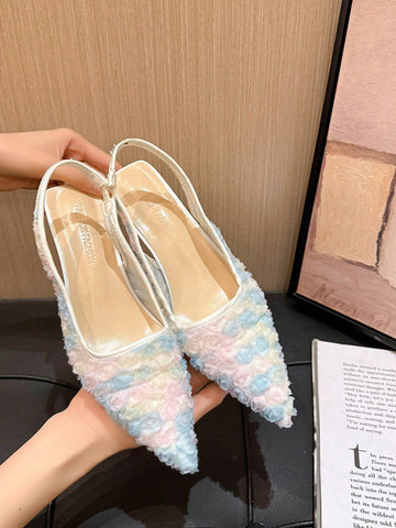 Step into style with these Elegant Floral Embellished Flats. Featuring a pointed toe and slingback design, these flats add a touch of sophistication to any outfit. The delicate floral embellishments bring a playful and feminine touch, making them perfect for any occasion. Comfortable and versatile, these flats are a must-have for any fashion-forward woman.