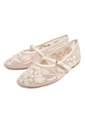 Step into a garden of charm with these Elegant Floral Embroidered Mesh Ballet Flats. Designed for comfort and style, these Mary Jane ballerinas feature a delicate strap and breathable mesh adorned with blooming floral embroidery. Perfect for twirling through your day with playful grace and effortless ease.