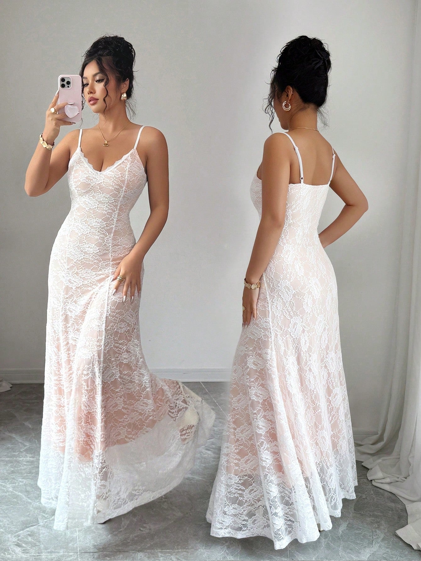 Step into sunshine and smiles with this Elegant Floral Lace Maxi Dress, designed just for summer days that feel like a dream. Its delicate spaghetti straps and flowing lace fabric create a carefree, breezy vibe that's perfect for garden parties or beachside strolls. Let the intricate floral details add a touch of charm while keeping you cool and comfortable all day long. Embrace effortless elegance with a playful twist in this must-have maxi dress!