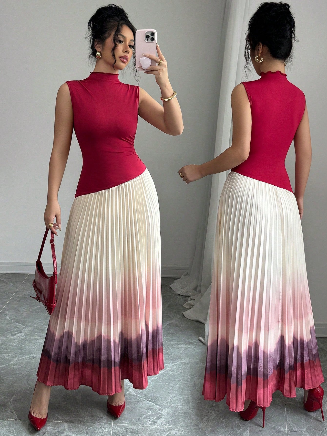 Make a statement this Valentine's Day and summer with our Elegant Floral Maxi Dress! With a playful asymmetrical design and stylish pleated detail, this dress is perfect for any celebration. Stand out in a unique and fun way!