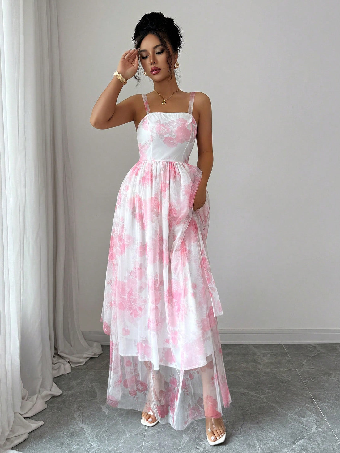 Twirl into elegance with this charming floral A-line dress! Featuring a sleeveless silhouette and defined waist, it's the perfect blend of timeless style and modern flair. The vibrant floral print brings a fresh, feminine touch to any occasion—from casual brunches to garden parties. The flattering A-line cut skims beautifully over curves while the fitted waist creates a polished, put-together look. Effortlessly chic and wonderfully versatile, this dress is your go-to piece for making a graceful impression.