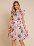 Step into summer with this playful floral print A-line dress that twirls with every move. The lace-up waist lets you customize your fit for flattering style, while fly sleeves add a breezy touch perfect for sunny days. Effortlessly chic and fun, this dress is your go-to for seasonal adventures and sunny outings.