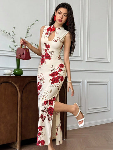 Step into the spotlight with this Elegant Floral Print Bodycon Midi Cheongsam Dress designed for women who love a touch of tradition mixed with modern flair. Its figure-hugging silhouette enhances your curves, while the delicate floral pattern adds a burst of freshness—making it just right for weddings or any special occasion. Flaunt your style with a playful twist on classic elegance!