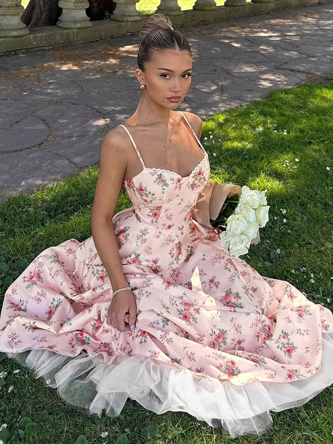 Twirl into summer with this enchanting floral print lace dress that's ready for anything—romantic dinners, tropical getaways, or leisurely afternoons sipping lemonade in the garden. The delicate lace detailing adds a touch of sophistication while the vibrant floral pattern brings joy and movement to every step. Whether you're dressing up for a special date or keeping it effortlessly chic at a garden party, this versatile piece transitions seamlessly from day to night. Lightweight and breathable, it's your n