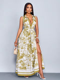 Step into vacation mode with this Elegant Floral Print Maxi Dress. Featuring a flattering fitted waist and a charming tie front, it effortlessly combines comfort and style. The flowing maxi length and vibrant floral pattern make it perfect for sunny days and breezy evenings. Whether you're strolling along the beach or enjoying a garden party, this dress adds a playful touch to your wardrobe.