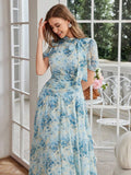 Embrace effortless summer elegance with this stunning floral print dress. Featuring charming puff sleeves, a flattering empire waist, and a graceful twist collar, this piece combines bohemian flair with timeless sophistication. The all-over floral pattern and delicate details—including ruffles and knot accents—create visual interest, while the midi length and A-line silhouette offer comfortable, flattering coverage. 