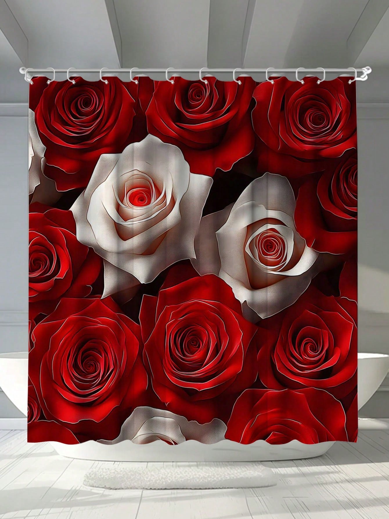 This elegant floral rose shower curtain is both waterproof and stylish, making it the ideal bathroom accessory for any home. With a digital print design, it is sure to add a touch of elegance to your shower. Plus, it comes with hooks for easy installation. Upgrade your bathroom with this beautiful and functional curtain.