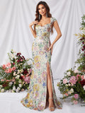 Step into the spotlight with this Elegant Floral Sequin Split Thigh Dress! Perfect for turning heads at formal events, prom, or weddings, its dazzling sequins and graceful floral design add just the right amount of sparkle. The daring thigh-high split keeps things flirty and fun, ensuring you’ll dance the night away in style and confidence. Ready to steal every scene? This dress is your perfect partner in crime!
