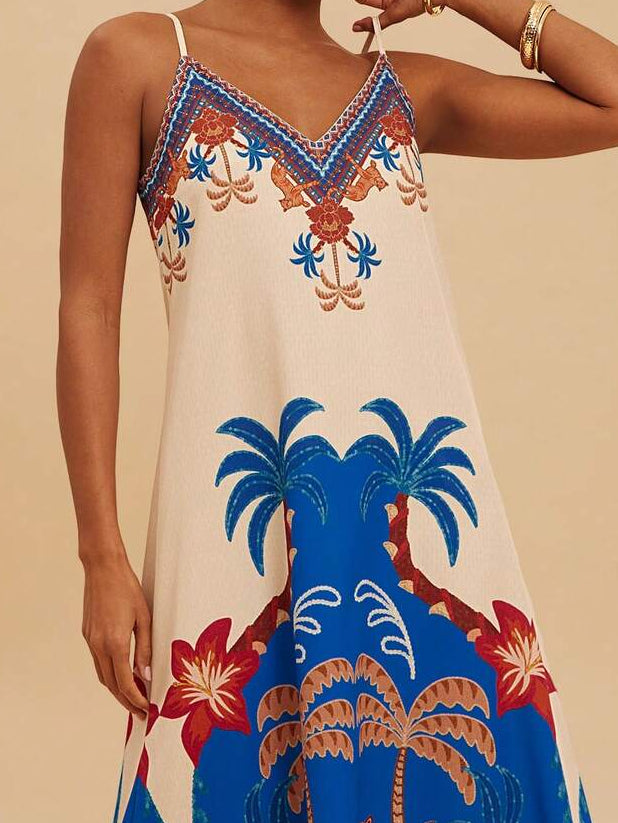 Embrace effortless elegance with this stunning floral sleeveless summer dress. Featuring delicate embroidery and a charming boho aesthetic, the spaghetti strap neckline and asymmetrical hem create a flattering silhouette perfect for any occasion. The A-line cut with natural waistline offers comfortable, regular fit styling that moves beautifully throughout your day. Crafted from premium woven fabric—96% polyester and 4% elastane—this dress delivers durability and subtle stretch for all-day comfort. 
