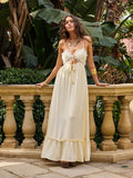 Embrace sunny days in this Elegant Flowy Maxi Dress, designed to keep you cool and effortless on your summer vacations. Delicate lace details add a romantic touch, while the flowing silhouette moves with every breeze. Whether you're beachside or strolling through town, this dress combines comfort and charm for your perfect getaway look.
