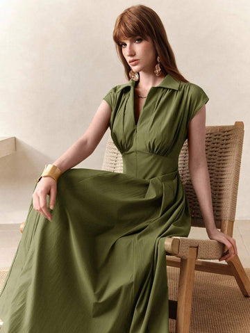 Step into effortless charm with this elegant French-inspired brown maxi dress. Featuring a flattering high waist and delicate ruching, it beautifully accentuates your silhouette. The playful V-neck and sleeveless design keep things light and breezy, perfect for twirling through sunny afternoons or evening soirées. Embrace timeless style with a touch of whimsy!