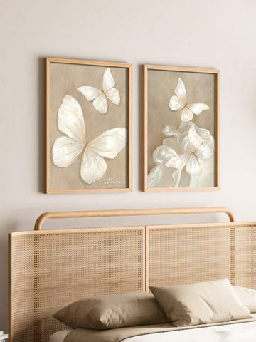 Transform your home décor with this Elegant French Butterfly Wall Art Set. With delicate butterflies and a stylish cream color, these 2 decorative paintings add a touch of sophistication to any room. Elevate your interior design with this stunning set. (Only 31 words, tone = quirky)