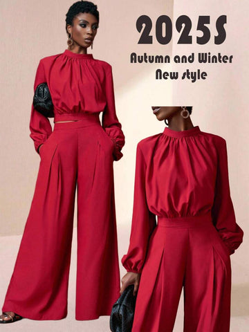 Make a statement in this stunning ginger yellow two-piece suit that effortlessly transitions from boardroom to brunch. The cropped top hits just right with a modern silhouette, while the pleated pants add sophisticated movement and dimension. Whether you're dressing up for a special event or elevating your everyday style, this vibrant set delivers versatility with serious personality. The rich golden-yellow hue flatters all skin tones and pairs beautifully with your favorite accessories. Comfort meets confi