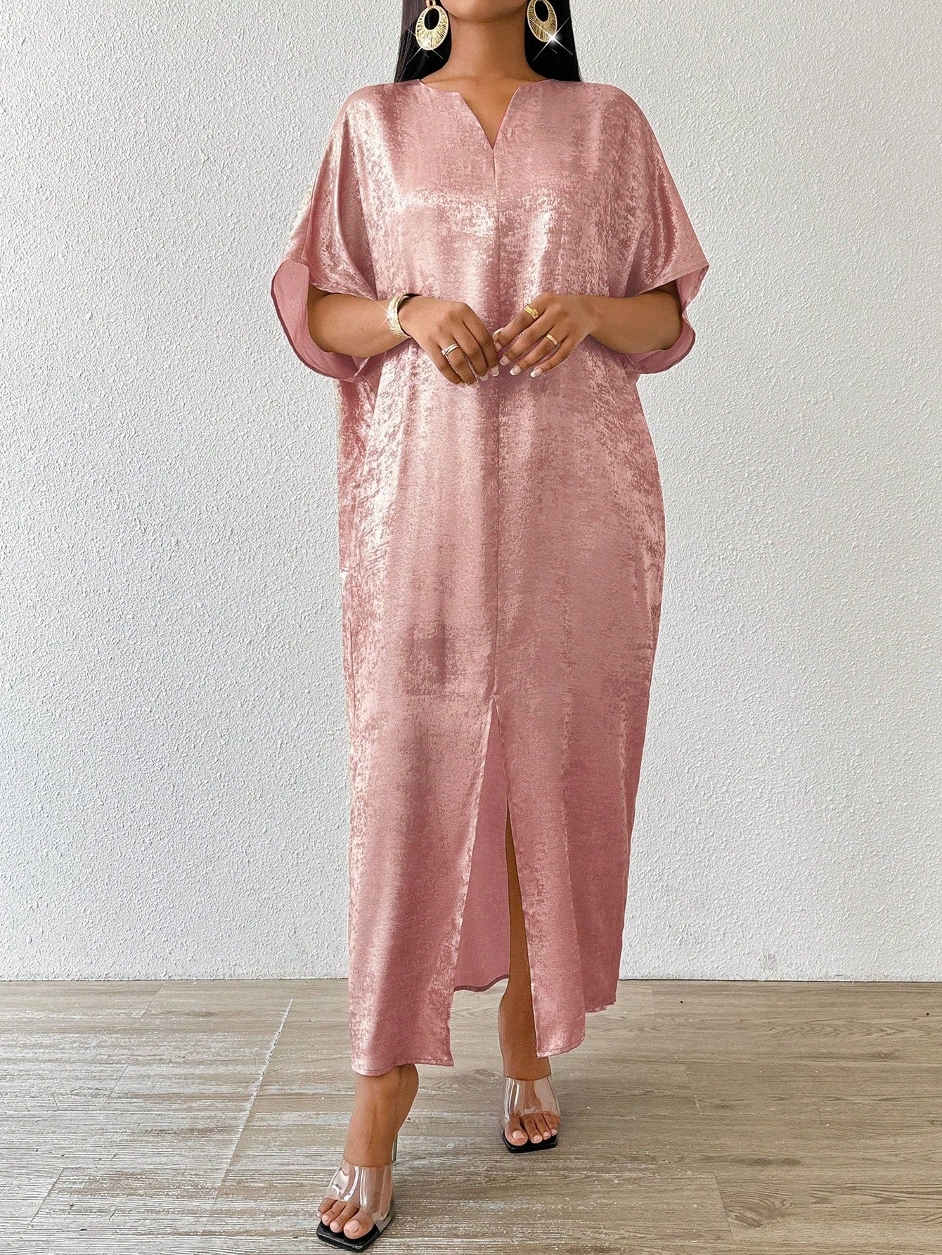 Be the belle of the ball in our Elegant Gold Satin Jacquard Dress! Perfect for any season and occasion, from weddings to proms. This dress is sure to turn heads with its luxurious satin fabric and elegant jacquard pattern. Get ready to make a statement in style (and be the best-dressed guest)!