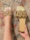 Step into style and comfort with these Elegant Golden Buckle Slip-On Sandals. Perfect for parties or casual days, their shimmering golden buckle adds a touch of sparkle to any outfit. Easy to slip on and designed for all-day wear, they keep your feet happy while turning heads wherever you go. Add a playful shine to your step!
