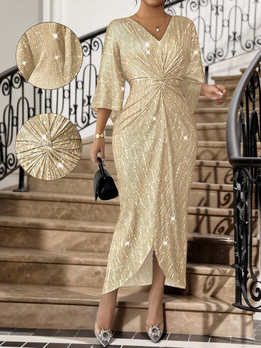 This elegant golden dress blends vintage charm with modern sparkle, perfect for fall events and parties. Designed for women seeking timeless sophistication, its shimmering fabric catches the light gracefully, enhancing your presence. The dress’s warm golden hue complements seasonal tones while offering a refined silhouette that flatters every figure. Ideal for celebrations, this piece delivers both style and comfort, making it a distinguished choice for your autumn wardrobe.