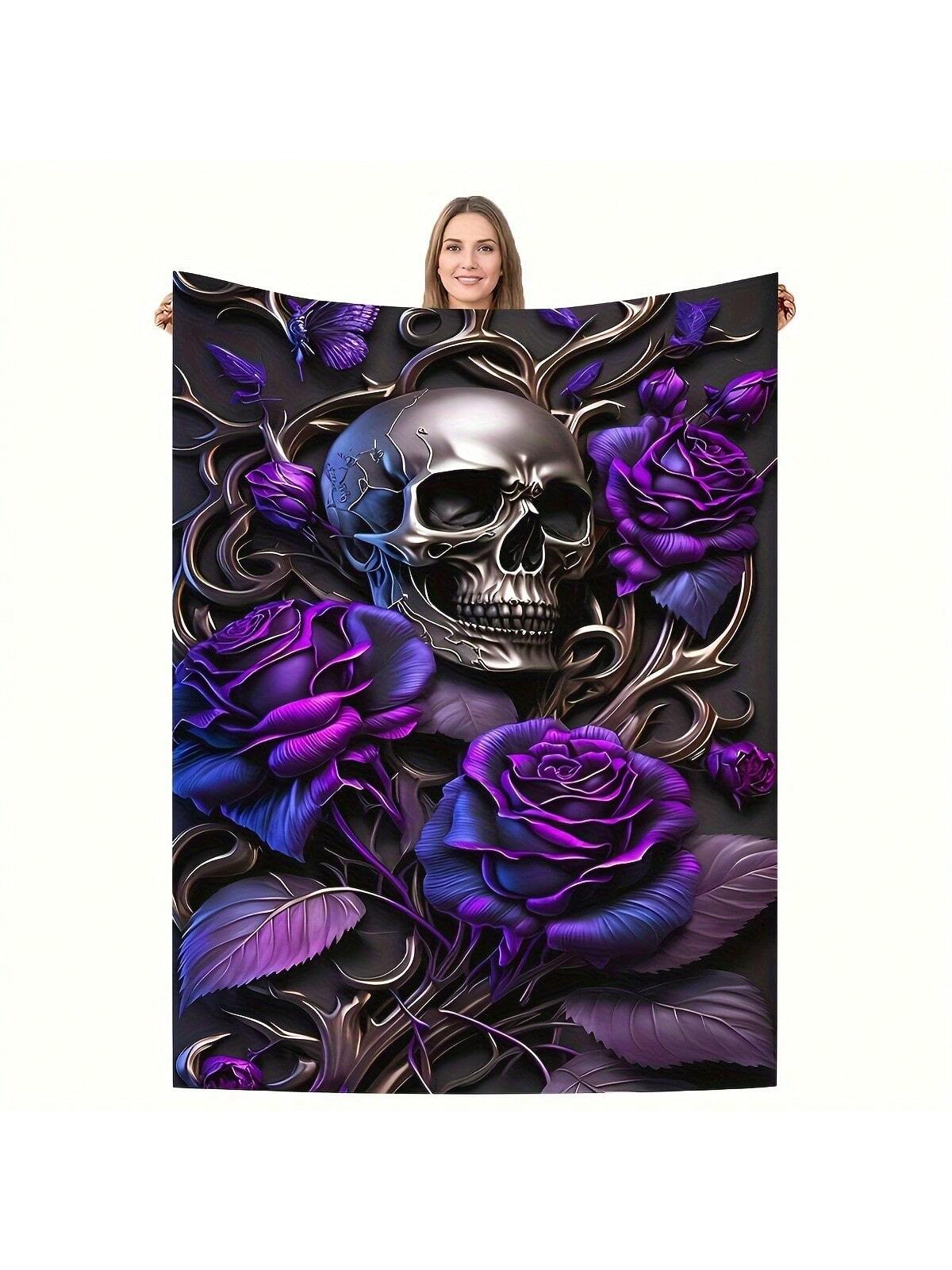 Wrap yourself in mystery and comfort with this Elegant Gothic Fleece Blanket, featuring a striking purple rose and skull design. Perfect for adding a touch of dark charm to your travels, office naps, or cozy nights at home. Lightweight yet warm, it’s your go-to all-season companion for stylish relaxation wherever you roam.
