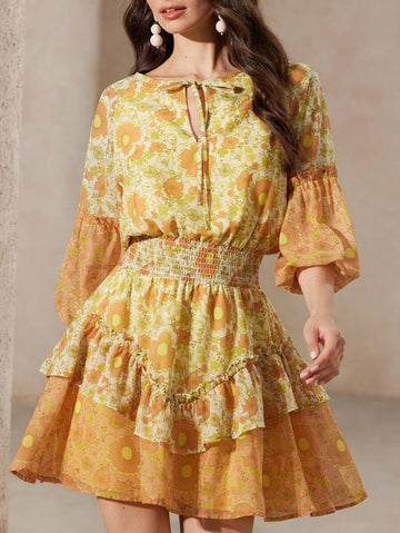 Step into sunshine and smiles with this Elegant Gradient Pink Floral Dress. Its soft gradient hues and playful floral pattern bring a fresh, vacation-ready vibe, while the ruffle hem adds a flirty bounce to every step. The matching belt cinches your waist for a flattering silhouette, making it your go-to dress for beach strolls or sunset dinners. Light, breezy, and effortlessly charming—this dress turns every moment into a joyful getaway.