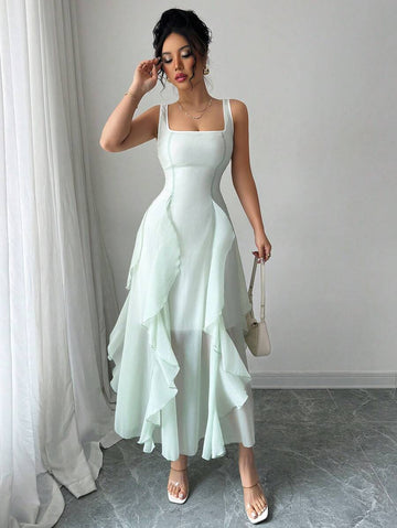 Turn heads in this stunning green mesh dress that effortlessly blends sophistication with fun. The delicate ruffle hem adds a flirty touch, while the lightweight fabric keeps you cool and comfortable all day long. Perfect for weddings, parties, or your next getaway, this versatile piece transitions seamlessly from day to night. Whether you're celebrating a special occasion or just want to feel fabulous, this dress delivers style without the fuss. Dress it up with heels or keep it casual with sneakers—either