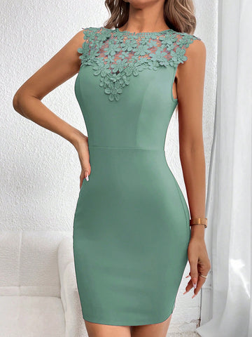 Effortlessly chic, our Guipure Lace Panel Bodycon Dress is perfect for any occasion. Designed with delicate lace detailing, it adds an elegant touch to your wardrobe. Show off your curves while staying comfortable and stylish. Make a statement with this dress and be the envy of any event.