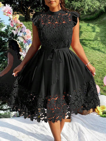 Step into spooky season with a twist of French elegance! This A-line dress features whimsical flyaway sleeves and delicate lace patchwork, blending chic style with a touch of mystery. Perfect for Halloween festivities or anytime you want to enchant with effortless charm. Embrace playful sophistication and let your style tell a hauntingly beautiful story.