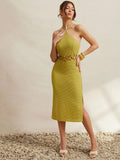 Step into summer with this Elegant Halter Crochet Midi Dress, designed to keep things flirty and fresh. The fitted silhouette hugs your curves just right, while the playful slit adds a cheeky twist perfect for vacation vibes. Lightweight crochet fabric lets you breeze through stylish summer days with ease and charm. Whether you’re strolling the boardwalk or sipping sunset cocktails, this dress ensures you look effortlessly chic and ready for any sunny adventure.
