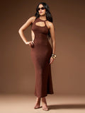 Turn heads in this elegant halter neck bodycon maxi dress featuring a daring cut-out detail for a flirty twist. Perfect for special occasions and parties, it hugs your curves beautifully while keeping the vibe effortlessly chic and fun. Dance, mingle, and shine all night long in this stunning statement gown.