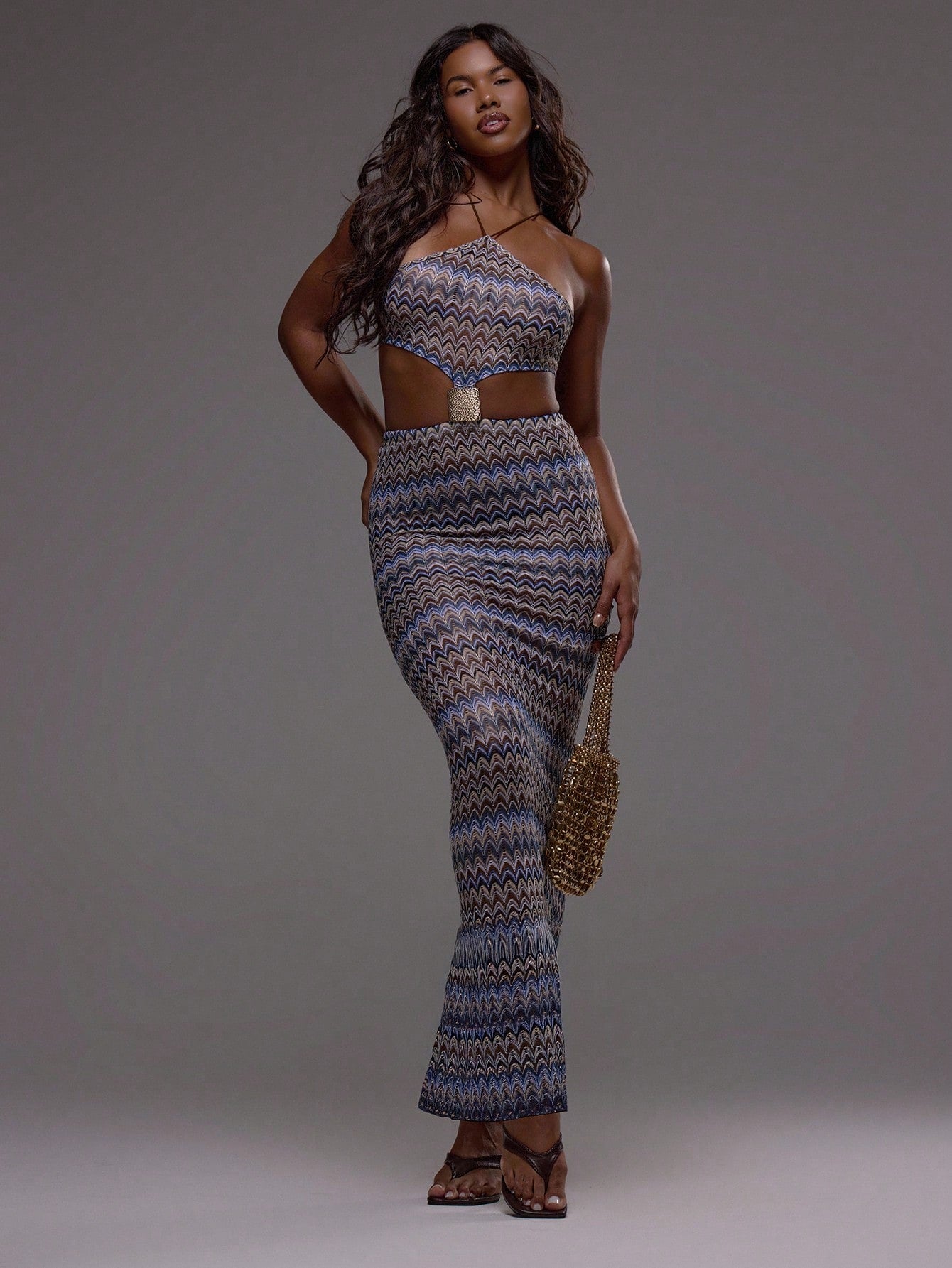 Elegant Halterneck Striped Crochet Maxi Dress for Boho Summer Festival – Canary Houze