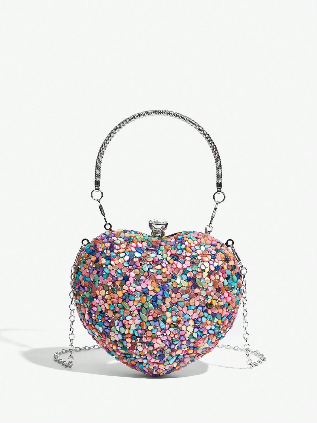 Add a touch of whimsy to your summer look with this elegant heart-shaped acrylic clutch. Perfect for parties or beach getaways, its clear design lets your style shine through while keeping essentials close. Lightweight yet chic, it’s the playful accessory that turns heads wherever you go.