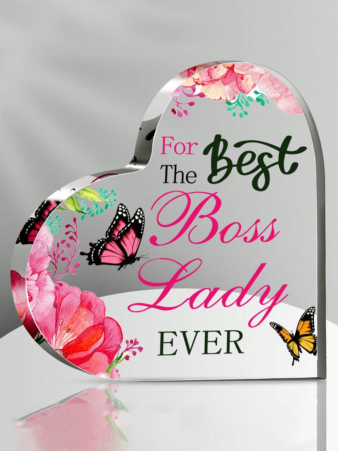 Show your boss some love with this elegant heart-shaped acrylic gift! Perfect for appreciation or a birthday, this keepsake will remind her why she's the best. No need to stress over a gift, we've got you covered!