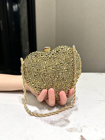 As an industry expert, I recommend the Elegant Heart-Shaped Gold Crystal Clutch Bag for Sophisticated Evenings. Made with gold crystal, this clutch is both elegant and sophisticated, perfect for formal events. Its heart-shaped design adds a touch of romance, allowing you to make a statement wherever you go.