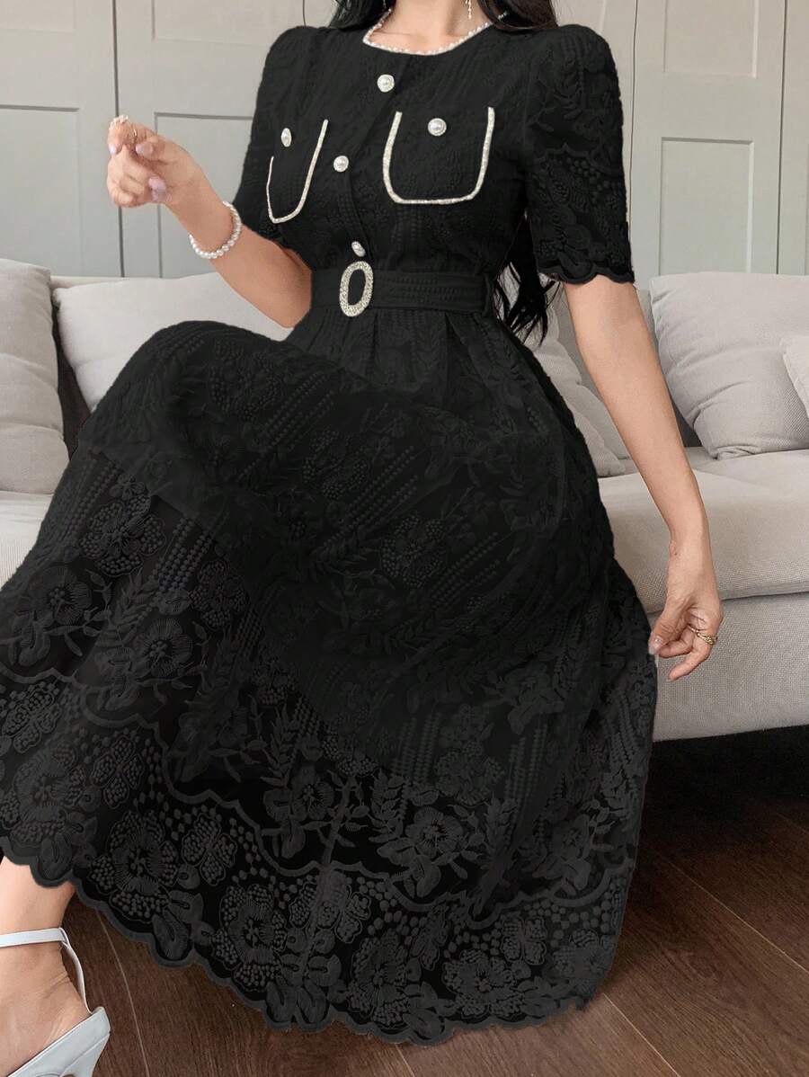 Turn heads with this playful take on elegance! The lace-up waist cinches perfectly to highlight your silhouette while delicate embroidery adds a touch of artistry. Inspired by soft Korean style, this dress brings a youthful, age-defying charm to your wardrobe. Slip into this slimming beauty and feel effortlessly chic at every occasion.