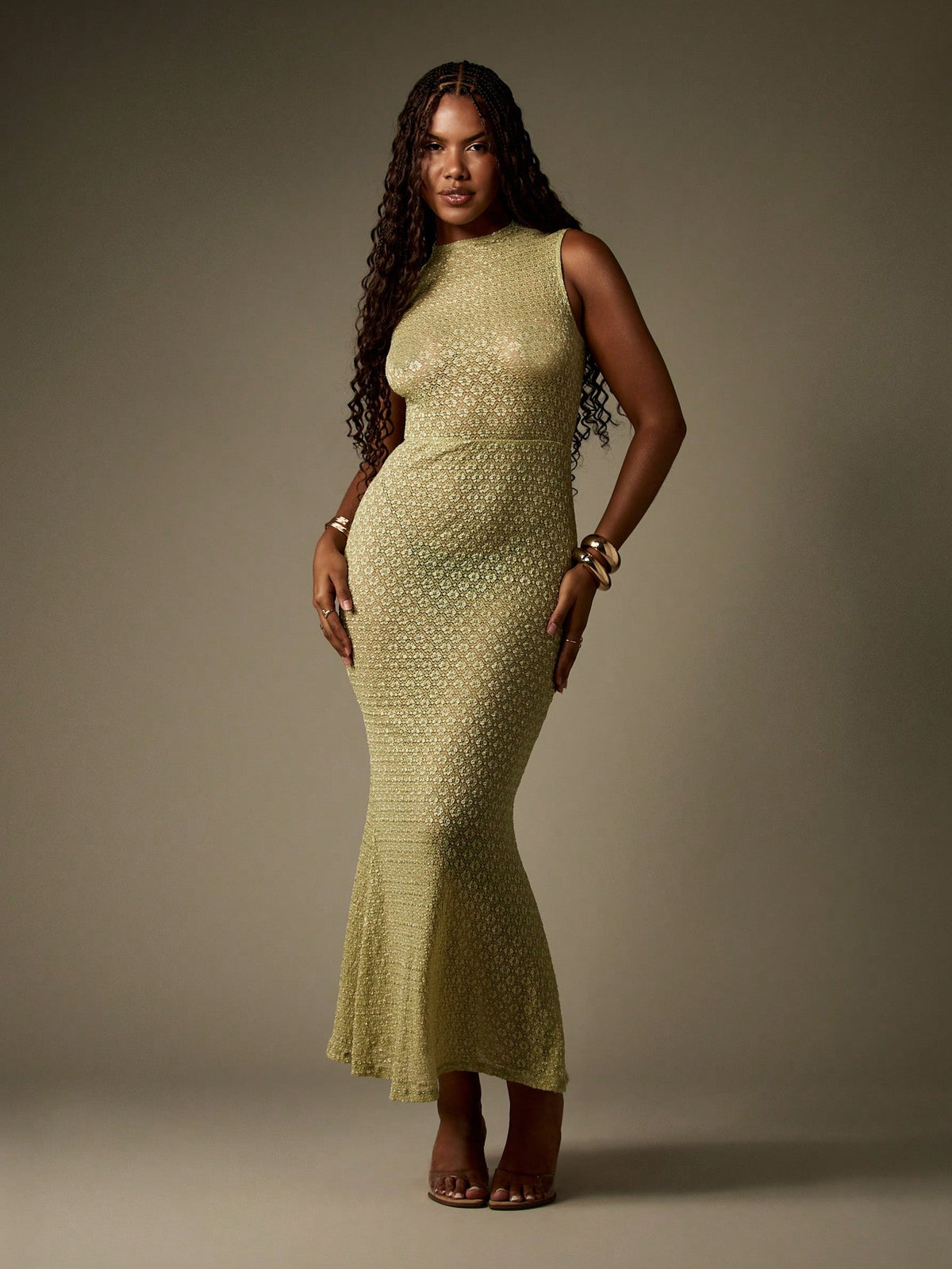 knitted dresses for formal events Elegant High-Neck Textured Knit Midaxi Column Dress Occasio – CANARY HOUZE available_UK Size 6 Waist 61 Ladies - Dark Brown Size:18578