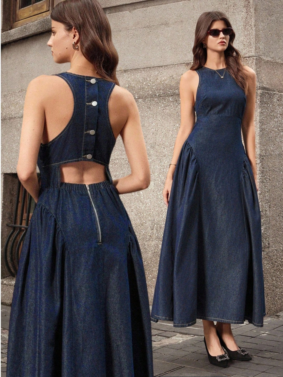 Elevate your everyday look with this stunning denim dress that perfectly blends sophistication and fun! Featuring delicate hollow pleating and charming puff sleeves, this piece brings instant personality to your wardrobe. The classic denim construction keeps things casual and comfortable, while the intricate details add that coveted chic factor. Whether you're heading to brunch, running errands, or meeting friends, this versatile dress transitions seamlessly from day to night. Dress it up with heels and jew