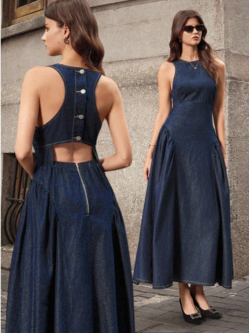 Elevate your everyday look with this stunning denim dress that perfectly blends sophistication and fun! Featuring delicate hollow pleating and charming puff sleeves, this piece brings instant personality to your wardrobe. The classic denim construction keeps things casual and comfortable, while the intricate details add that coveted chic factor. Whether you're heading to brunch, running errands, or meeting friends, this versatile dress transitions seamlessly from day to night. Dress it up with heels and jew