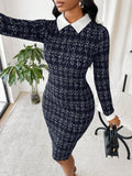 Upgrade your office wardrobe with our Elegant Houndstooth Bodycon Dress. Its chic design is perfect for spring and summer, and will have you looking stylish and professional in the workplace. Don't sacrifice fashion for function, our dress has it all!